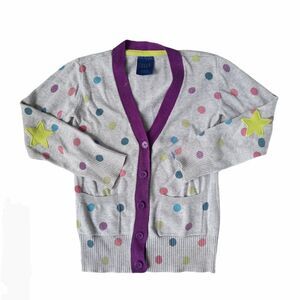 Falls Creek Girls Polka Dot V Neck Cardigan Sweater 4/5